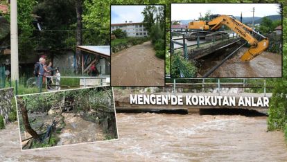 DEREDE SU SEVİYESİ YÜKSELDİ, EVLERİ VE BODRUM KATLARI SU BASTI