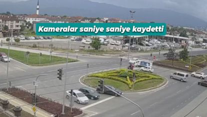 İKİ ARACIN ÇARPIŞMASI GÜVENLİK KAMERASINDA