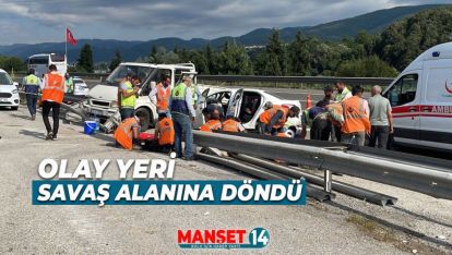 KARAYOLLARI İŞÇİLERİNİ TAŞIYAN KAMYONET İLE OTOMOBİL ÇARPIŞTI