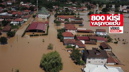 TAMAMEN SEL SULARI ALTINDA KALAN KÖY HAVADAN GÖRÜNTÜLENDİ