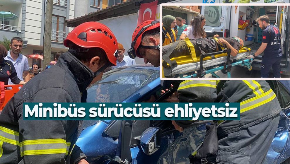 MİNÜBÜS İLE OTOMOBİL ÇARPIŞTI: 4 YARALI