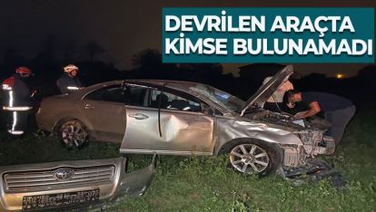 OTOMOBİL ŞARAMPOLE DEVRİLDİ.POLİS, ARAÇ VE ÇEVRESİNDE KİMSEYE ULAŞAMADI