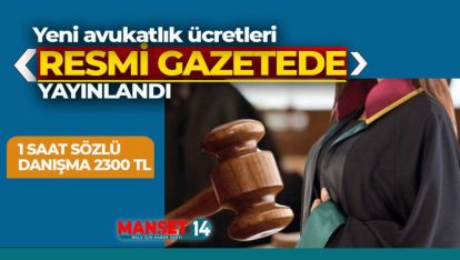 AVUKAT'A 1 SAATLİK  SÖZLÜ DANIŞMA ÜCRETİ 2300 TL OLDU