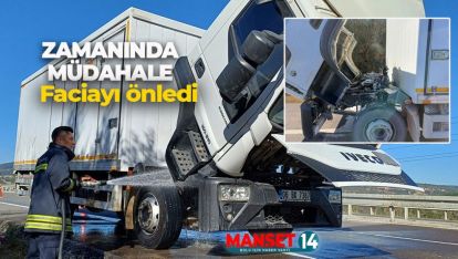 DİNAMİT YÜKLÜ KAMYONDA ÇIKAN YANGIN KORKUTTU