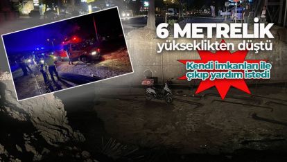 MOTOKURYE 6 METRELİK KÖPRÜ İNŞAATINA DÜŞTÜ