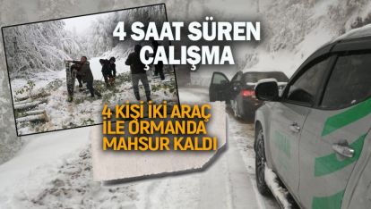 YAYLA YOLUNDA MAHSUR KALANLARI ORMAN EKİPLERİ KURTARDI