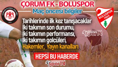 ÇORUM FK BOLUSPOR MAÇI ÖNCESİ TÜM BİLMENİZ GEREKENLER