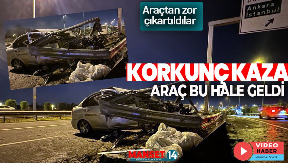 BARİYERE ÇARPAN ARAÇTAN ZOR ÇIKARTILDILAR