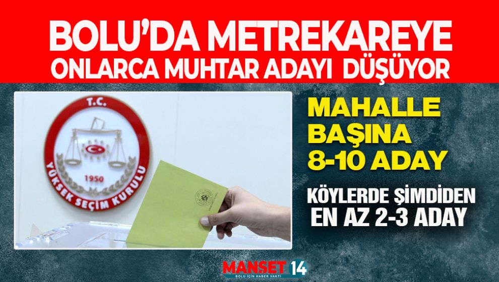 BOLU'DA METREKAREYE KAÇ MUHTAR ADAYI DÜŞÜYOR?