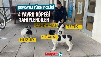 MUDURNU'DA POLİS EKİPLERİ 4 KÖPEK YAVRUSUNU SAHİPLENDİ