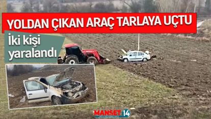 YOLDAN ÇIKAN ARAÇ TARLAYA UÇTU