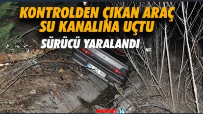 KONTROLDEN ÇIKAN ARAÇ SU KANALINA UÇTU