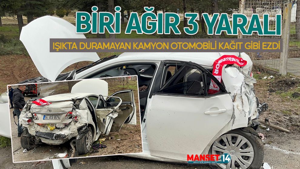 KIRMIZI IŞIKTA DURAMAYAN KAMYON OTOMOBİLİ KAĞIT GİBİ EZDİ