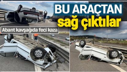 ABANT KAVŞAĞINDA FECİ KAZA: ARAÇ TAKLA ATTI, 2 KİŞİ YARALANDI