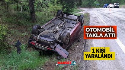 HASTANEYE GİDEN ÇİFTİN OTOMOBİLİ TAKLA ATTI: 1 YARALI