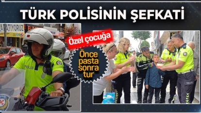 POLİS EKİPLERİNDEN ÖZEL ÇOCUĞA ÖZEL DOĞUM GÜNÜ KUTLAMASI