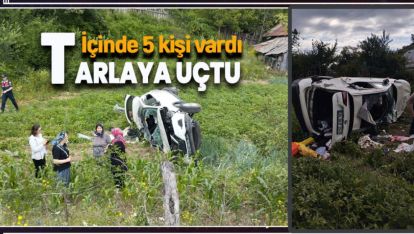 KONTROLDEN ÇIKAN CİP TARLAYA UÇTU: 5 YARALI