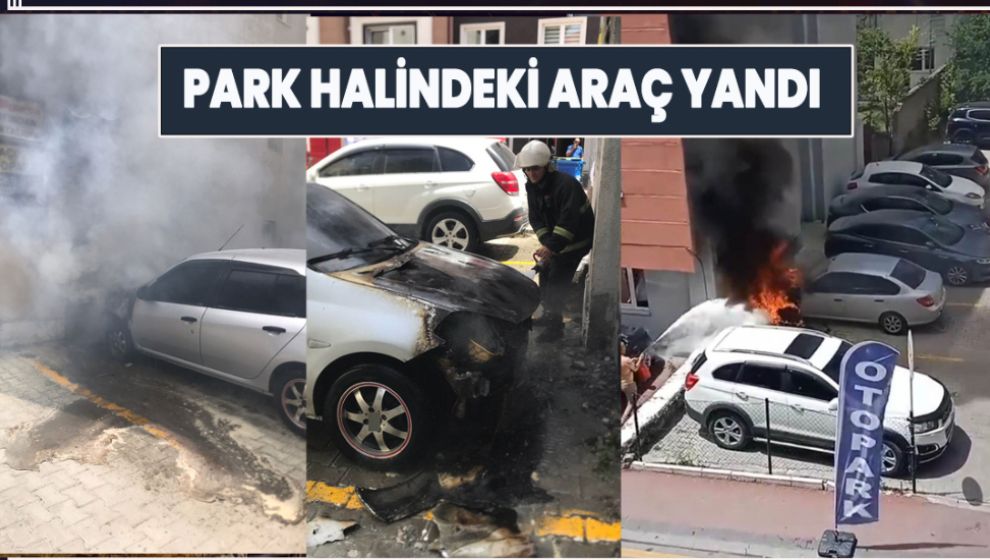 BOLU'DA KORKU DOLU ANLAR. PARK HALİNDEKİ ARAÇ YANDI