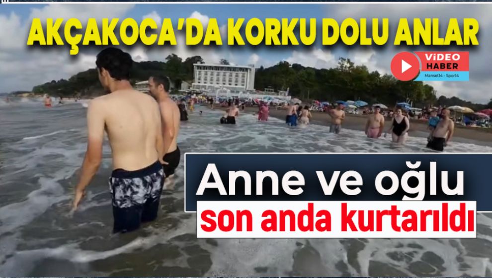 AKÇAKOCA'DA ANNE VE OĞLU'NUN KURTARILMA ANI KAMERADA