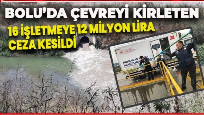 BOLU'DA ÇEVREYİ KİRLETEN 16 İŞLETMEYE 12 MİLYON LİRA CEZA KESİLDİ