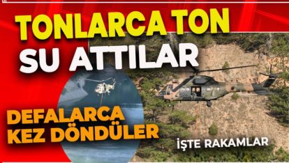 İŞTE TARİHİ YANGINI SÖNDÜRMEK İÇİN HELİKOPTERLERİN  TAŞIDIĞI SU MİKTARI