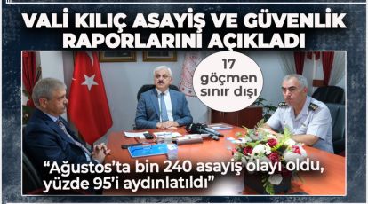 VALİ KILIÇ ASAYİŞ VE GÜVENLİK RAPORLARINI AÇIKLADI