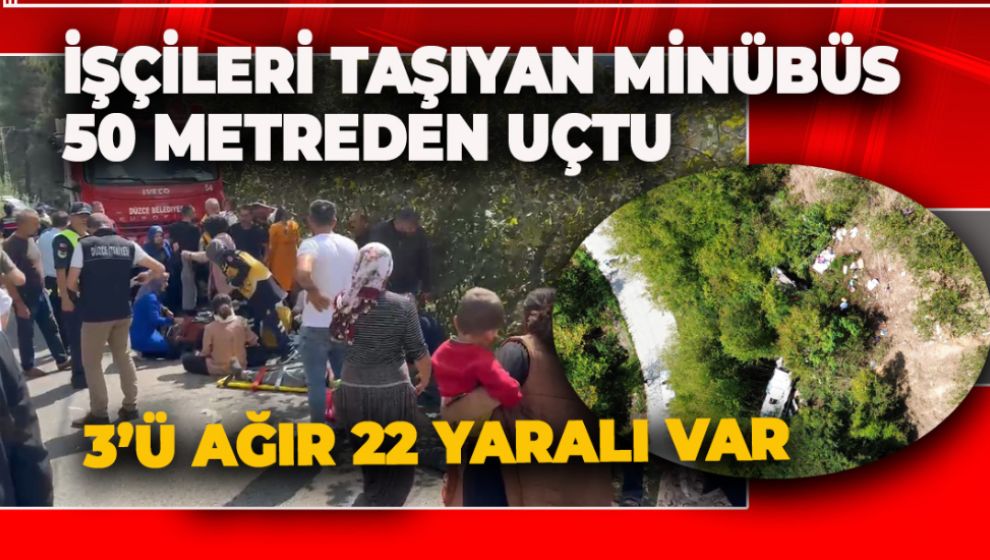 DÜZCE'DE KORKUNÇ KAZA. 3'Ü AĞIR 22 YARALI