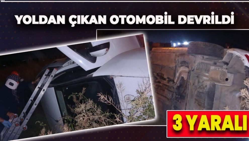 YOLDAN ÇIKAN OTOMOBİL DEVRİLDİ; 3 YARALI