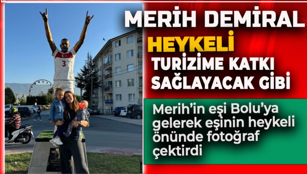 MERİH'İN EŞİ BOLU'YA GELEREK EŞİNİN HEYKELİ ÖNÜNDE FOTOĞRAF ÇEKTİRDİ