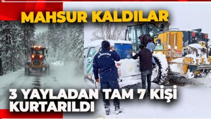 BOLU'DA 3 YAYLADA MAHSUR KALAN TAM 7 KİŞİ KURTARILDI