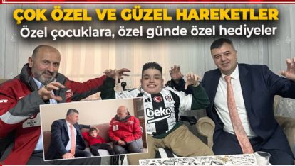 ÖZEL ÇOCUKLARA GÖNÜL VERDİKLERİ TAKIMIN FORMALARI HEDİYE EDİLDİ